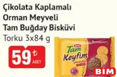 TORKU ÇİKOLATA KAPLAMALI ORMAN MEYVELİ TAM BUĞDAY BİSKÜVİ 3X84 G